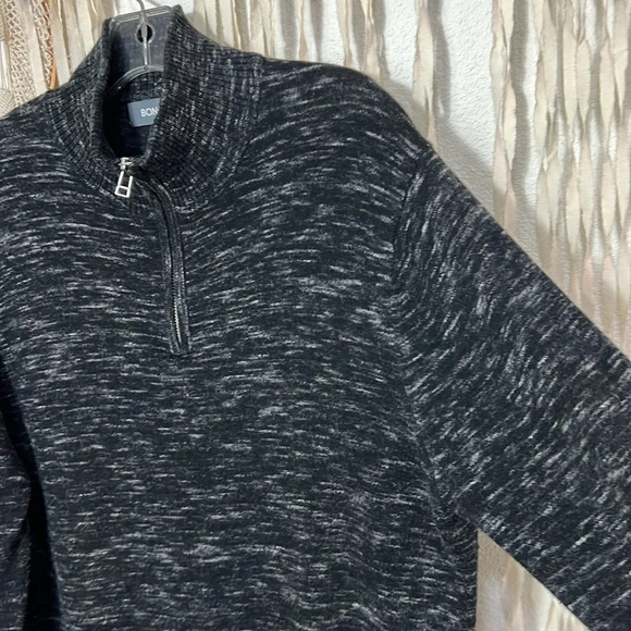 Bonobos Cotton/Cashmere Gray Variegated Knit Quarter Zip Pullover Size M - Picture 2 of 9